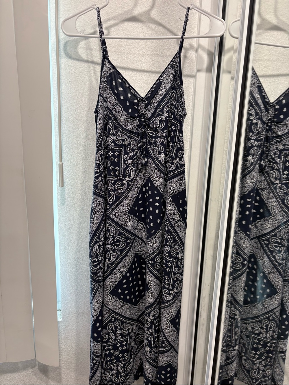 Women's Navy and White Bandana Print Maxi Dress